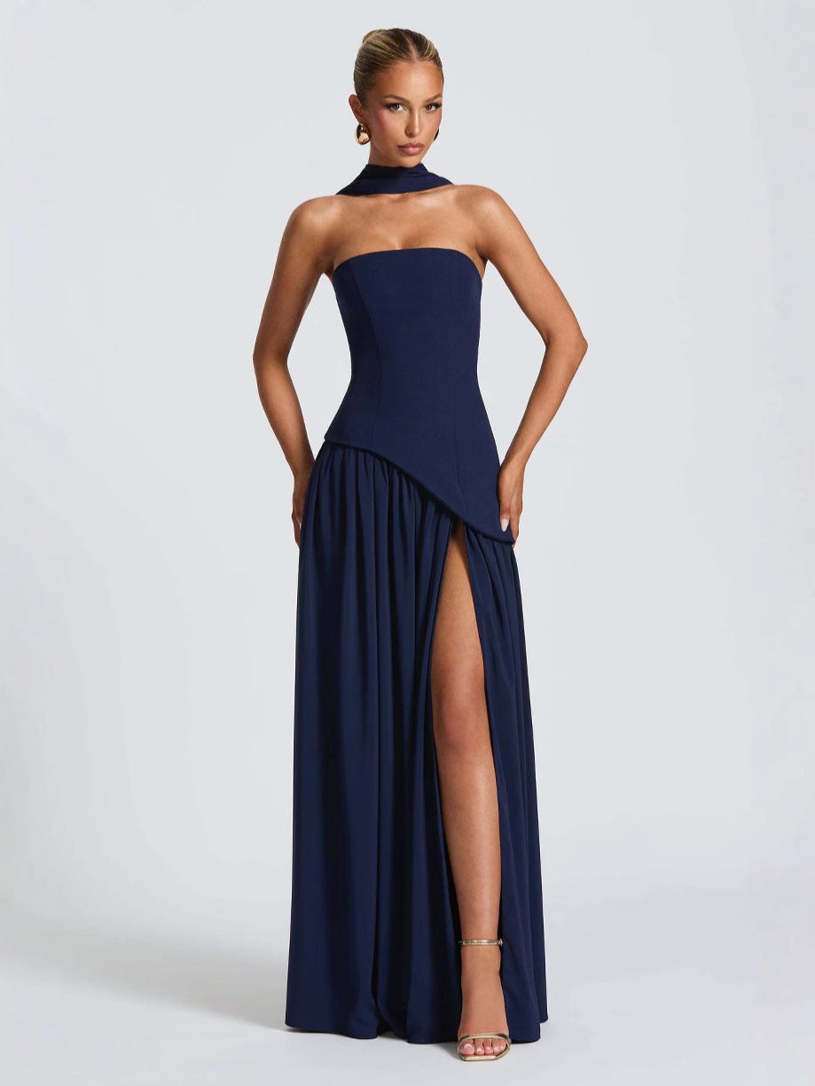 Elegant Bodycon Long Dress with Crossover Strap