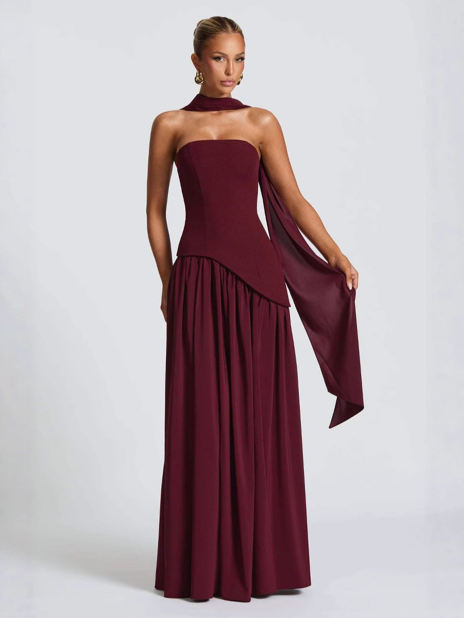 Elegant Bodycon Long Dress with Crossover Strap
