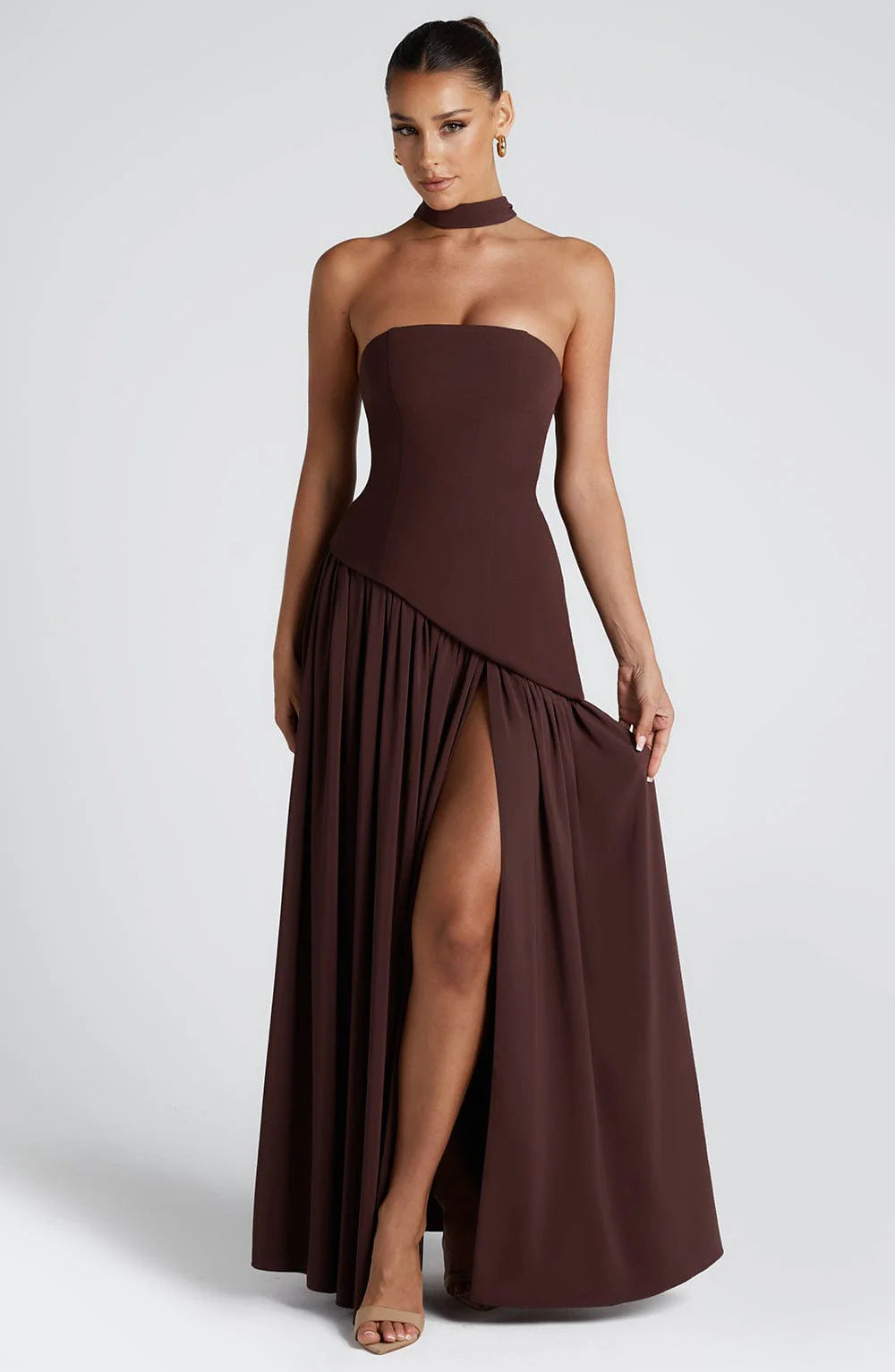Elegant Bodycon Long Dress with Crossover Strap